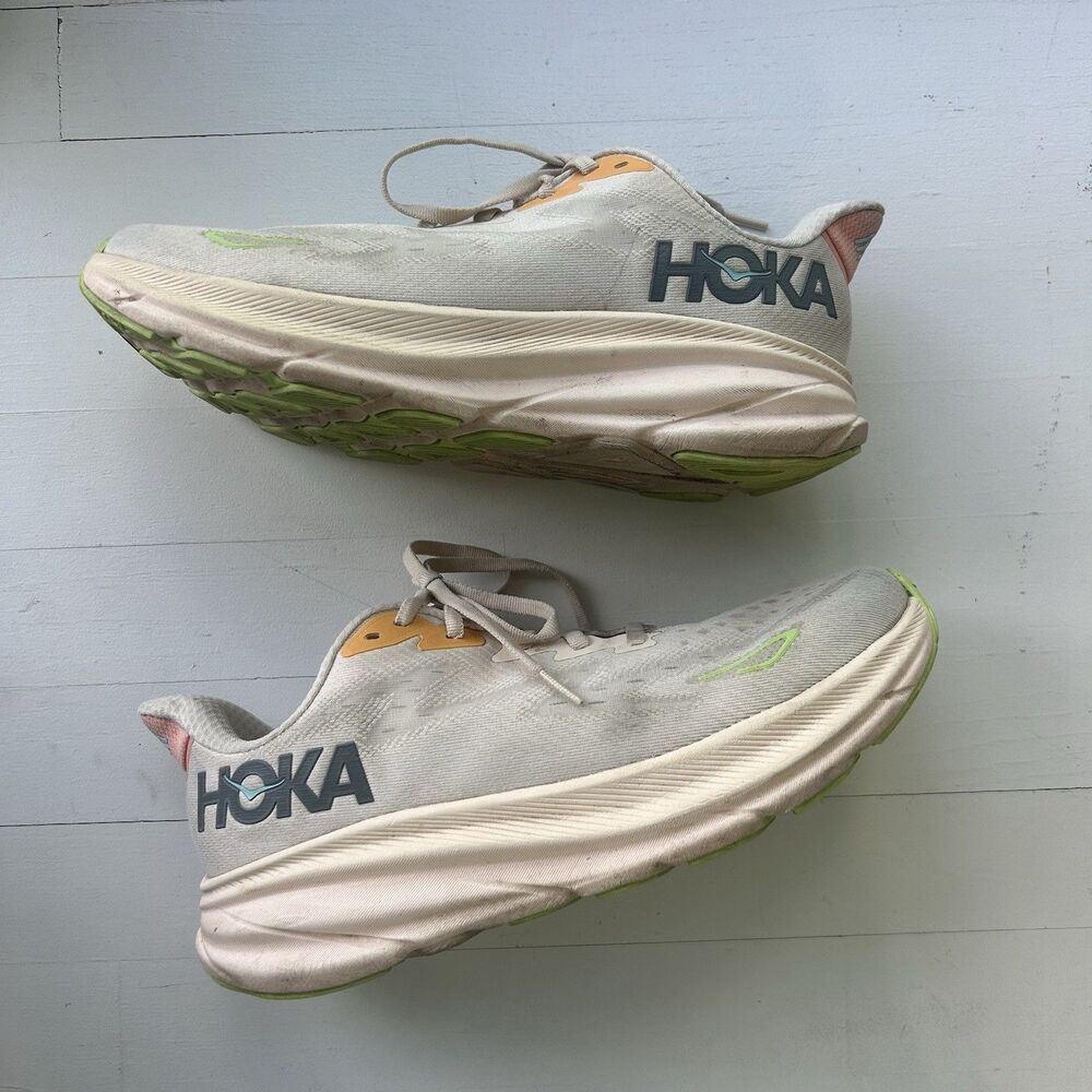 Hoka One One Clifton 9 Womens Running Sneaker Shoes Size 9.5 D Wide Pink Low